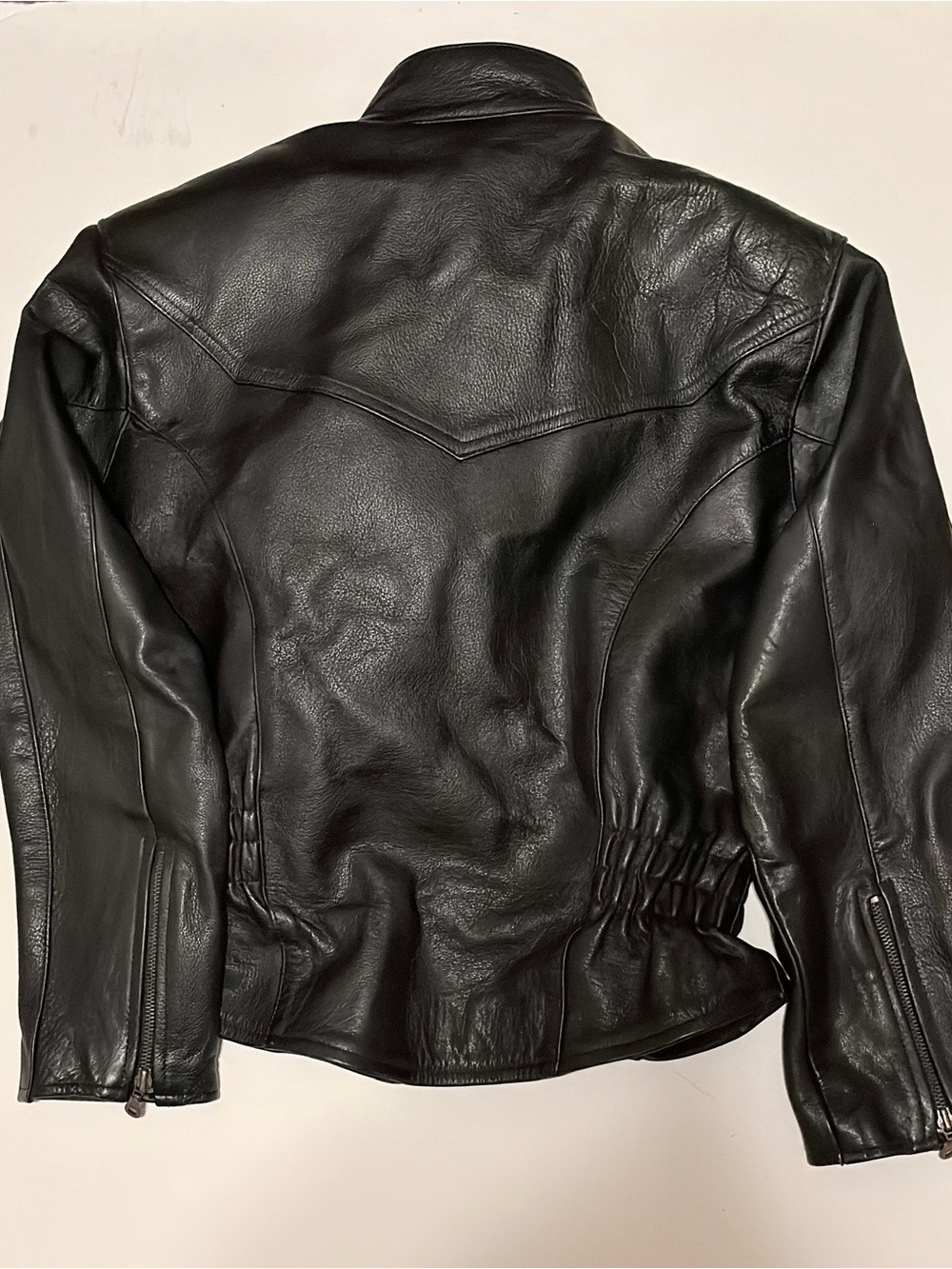 Men's Black Leather Zip-Front Jacket - Picture 2 of 6
